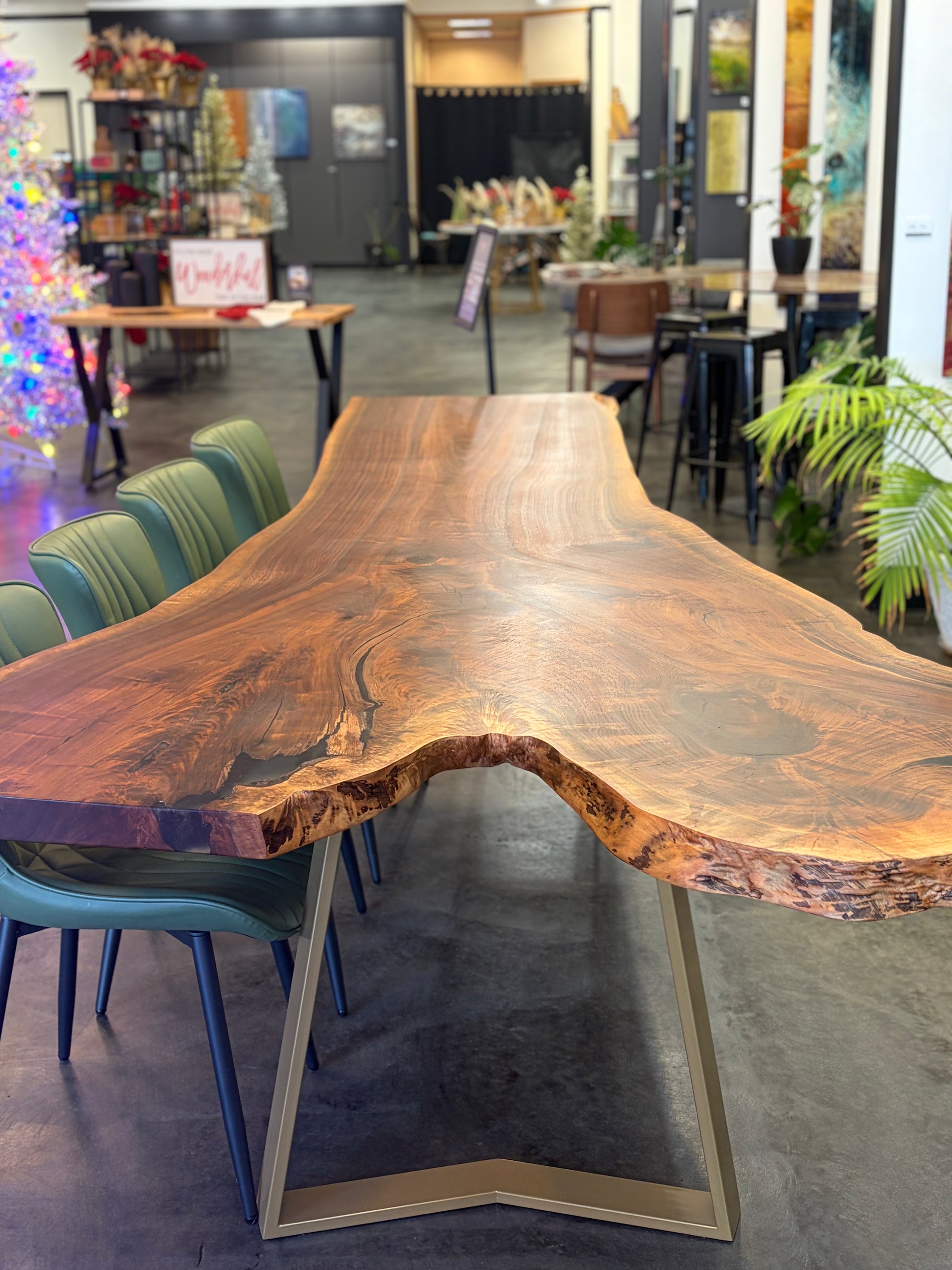 Live edge walnut dining table handcrafted
