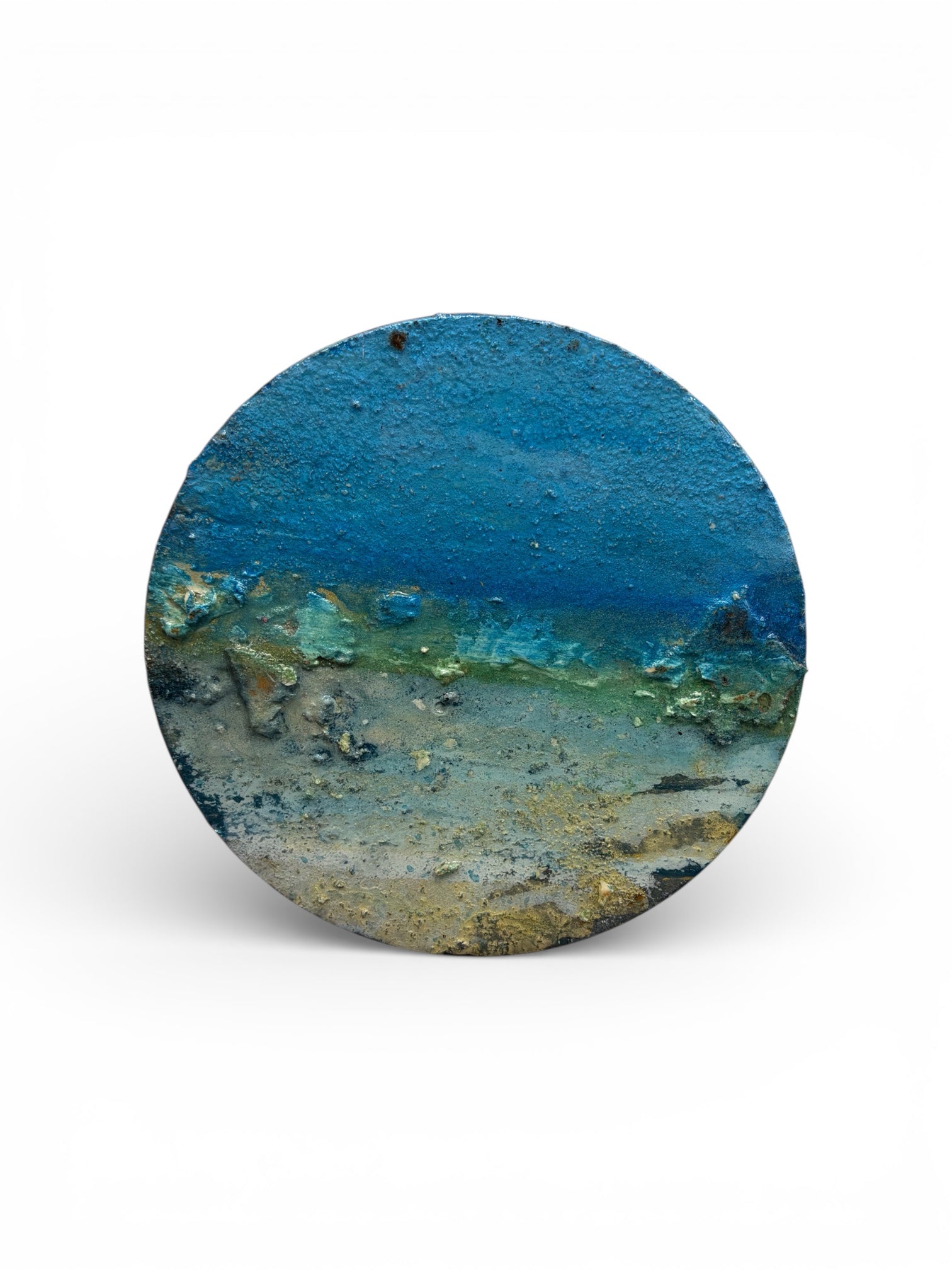 Round blue and green acrylic on steel