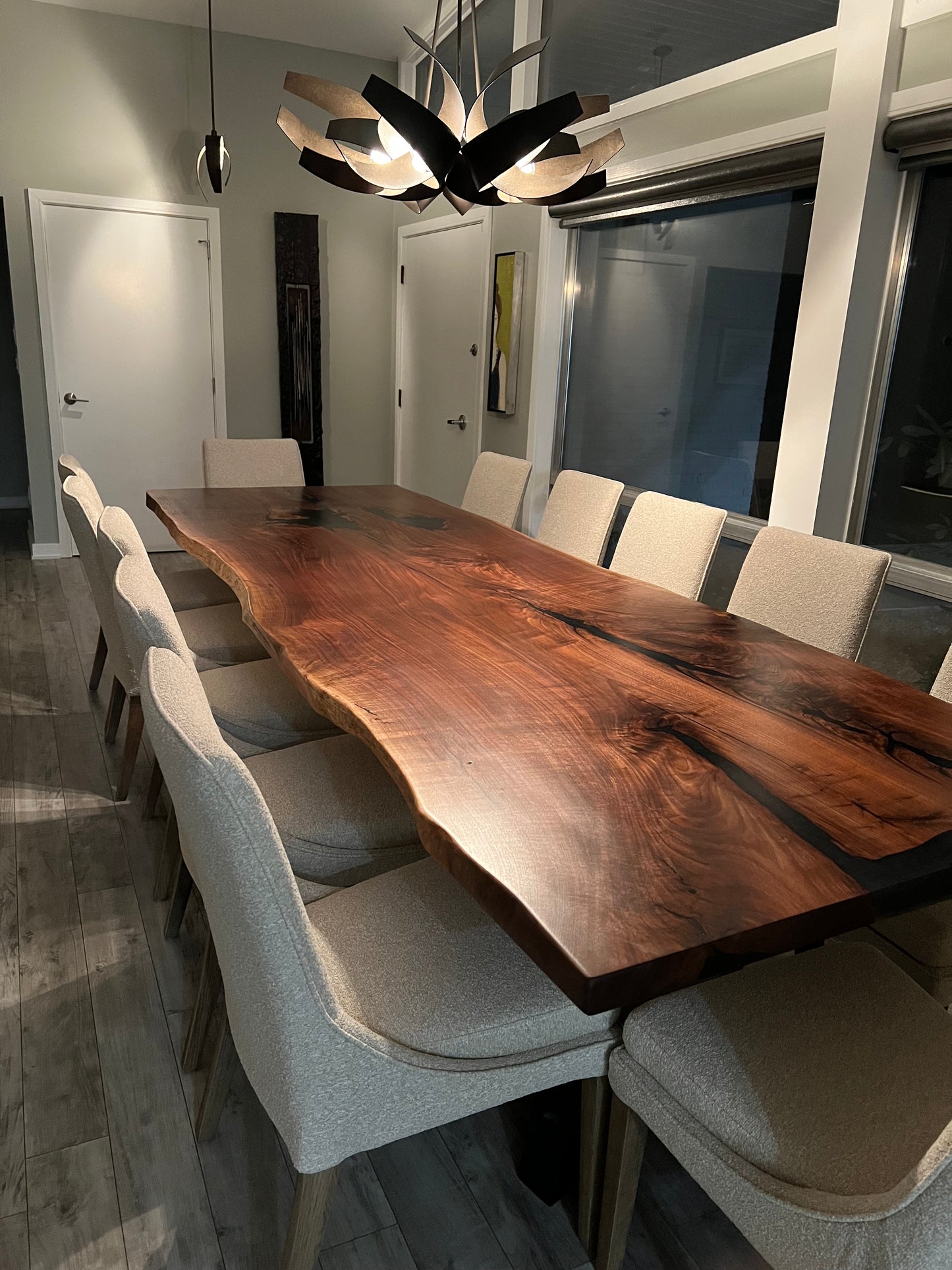Custom black walnut dining table built in Ohio