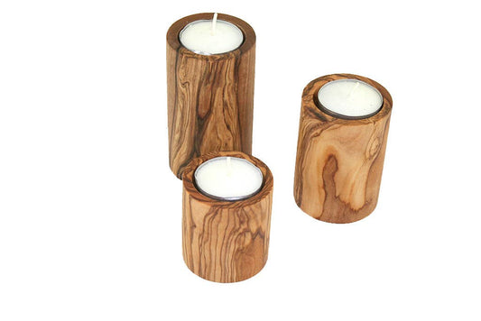 Olive wood tealight holders/candle holders