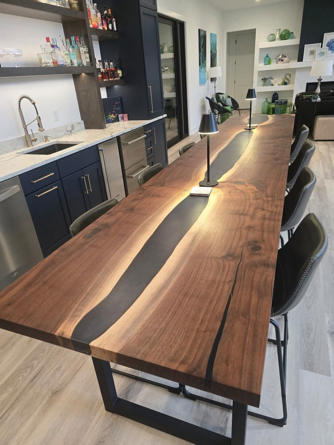 Custom black walnut dining table handcrafted in Ohio
